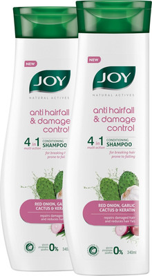 Joy Natural Actives Anti Hairfall & Damage Control 4-in-1 Multi Action Conditioning Shampoo With Red Onion Keratin, Cactus & Garlic extracts | Anti Hair Fall Conditioning Shampoo Pack of 2 X 340 ml(680 ml) Joy Natural Actives Anti Hairfall & Damage Control 4-in-1 Multi Action Conditioning Shampoo With Red Onion Keratin, Cactus & Garlic extracts | Anti Hair Fall Conditioning Shampoo Pack of 2 X 340 ml(680 ml)