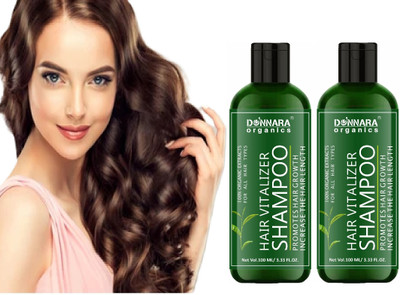 DONNARA organics Hair Vitalizer Shampoo For Damaged, Dull and Dry Hair|100ML Pack of 2(200 ml)