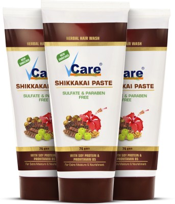 Vcare Shikakai Paste Herbal Hair Wash for Extra Moisture & Nourishment 75g (Pack of 3)(225 ml)