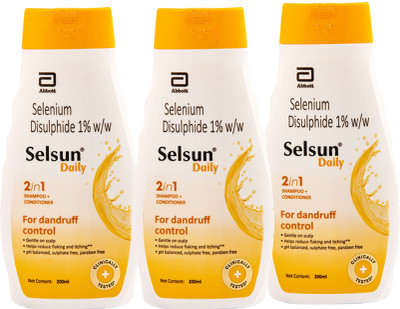 Selsun Daily 2-in-1 Shampoo + Conditioner For Dandruff Control - 200ml ( Pack of 3 )(600 ml)