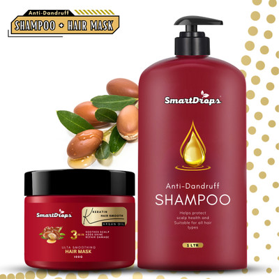 smartdrops Anti-Dandruff Shampoo & Hair Mask for Soft,Smooth & Shiny Hair | Hair Care Combo(1 L)