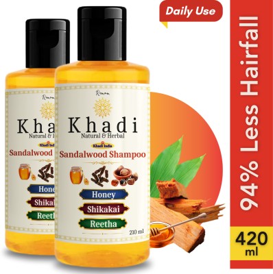 Romam Khadi Sandalwood Moisture Shampoo for Dry Frizzy Hair with Honey Shikakai Reetha(420 ml)