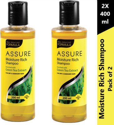 ASSURE Moisture Rich Shampoo specially formulated for dry and damaged hair pack of two(400 ml)