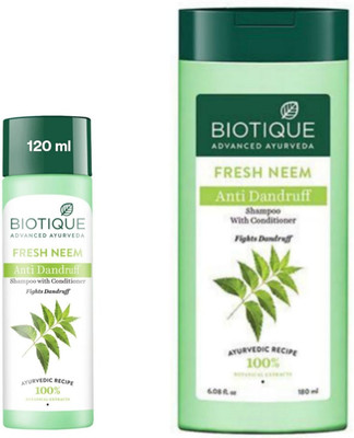 BIOTIQUE Fresh Neem Shampoo 120 ML & 180 ML(300 ml)
