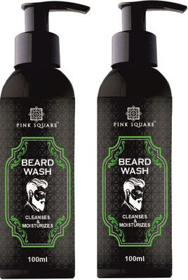 Pink Square Anti Dandruff Beard Wash for Men for Clean, Soft & Smooth Beard 100ML Pack of 2(200 ml)