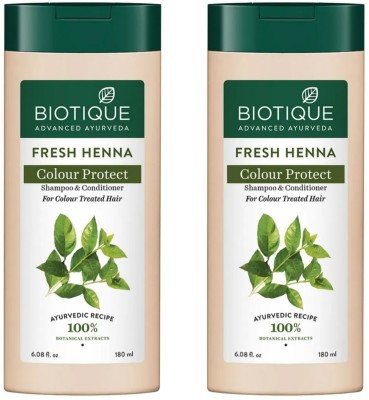 BIOTIQUE Fresh Henna Colour Protect Shampoo 180 ML (Pack Of 2)(360 ml)