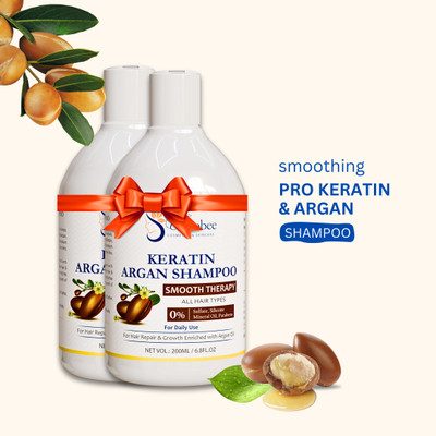 COCOBEE Keratin Argan Shampoo Pack of 2(200 ml)