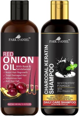 PARK DANIEL Premium Red Onion Oil & Activated Charcoal Shampoo Combo Pack Of 2 bottle of 100 ml(200 ml)(200 ml)
