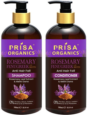 PRISA ORGANICS Rosemarry Fenugreek Shampoo & Conditioner 300+300ml(600 ml)