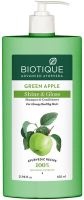 BIOTIQUE Green Apple Shine & Gloss Shampoo with Conditioner 650Ml(650 ml)