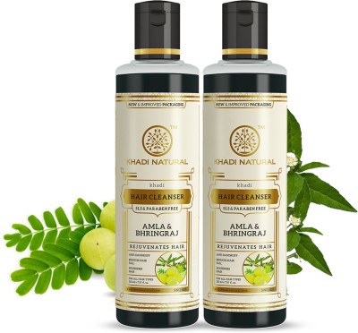 KHADI NATURAL Amla & Bhringraj Cleanser/Shampoo - SLS & Paraben Free (Pack of 2)(420 ml)