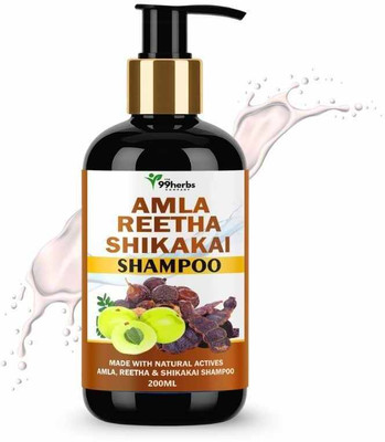 The 99 Herbs Company Amla Reetha Shikakai Shampoo 200ml | Herbal Hair Growth & Cleanser(200 ml)