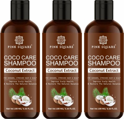 Pink Square Coco Care Shampoo ( With Coconut Extract ) Pack Of 3 ( 300 ml )(300 ml)