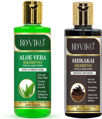 Doviko Natural Aloe Vera & Shikakai Shampoo - Pack of 2(420 ml)