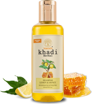 vagad's khadi Herbal Lemon and Honey Shampoo 210ml | Frizz Control | Anti-dandruff | Parabens free | Silicon Free(210 ml)