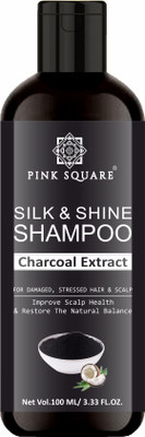 Pink Square Silk & Shine Shampoo ( With Charcoal Extract ) Pack Of 1 ( 100 ml )(100 ml)