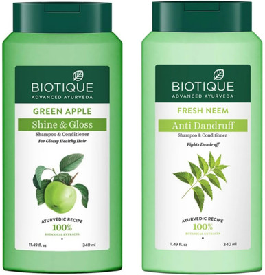 BIOTIQUE Shampoo 340 ML - Green Apple & Fresh Neem(680 ml)
