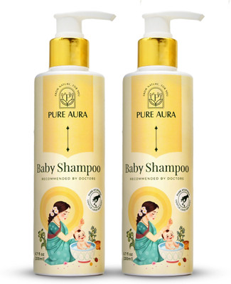 Pure Aura Baby Shampoo Pack of 2 | Ayurvedic Herbal Formula | Gentle, Paraben-Free Care(400 ml)