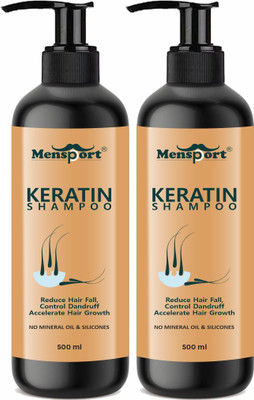 Mensport Keratin Shampoo for Soft & Frizzy Free Healthy Strong Hair Pack of 2 of 500ML(1000 ml)