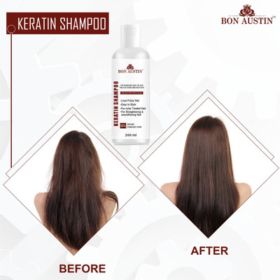 Bon Austin Keratin Shampoo for Volumizing Hair|Reduce Split Ends Pack of 1 of 200ML(200 ml)