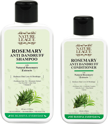 Nature League Rosemary Anti-Dandruff Shampoo + Conditioner Combo Set, Sulphate & Paraben Free(600 ml)
