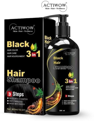 ACTIWOW Black Hair Shampoo for Radiant Root to Tip Gloss(300 ml)