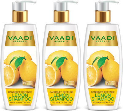 vaadi Herbals Dandruff Defense Lemon Shampoo with Extracts of Tea Tree (350 ml x 3)(1050 ml)