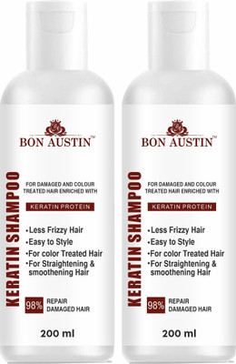 Bon Austin Keratin Shampoo for Volumizing Hair|Reduce Split Ends Pack of 2 of 200ML(400 ml)