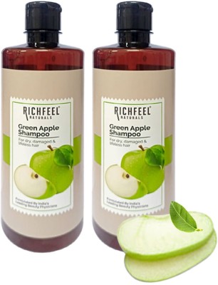 RICHFEEL Green Apple Shampoo For Dry & Damaged Hair |500 ml (Pack of 2)(1000 ml)