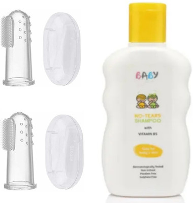 Geggsa Soft Silicone Baby Finger Toothbrush with Baby Shampoo(200 ml)