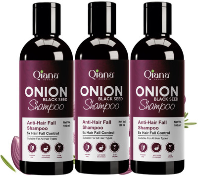 Qiana Onion Black Seed Shampoo – Fast Hair Growth Blend – Pack of 3(100 ml)