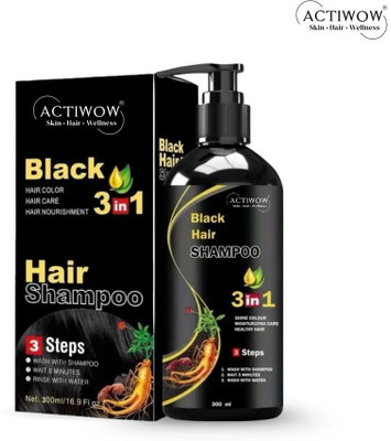 ACTIWOW Black Hair Shampoo for Silky Shine Nourishment A01(300 ml)