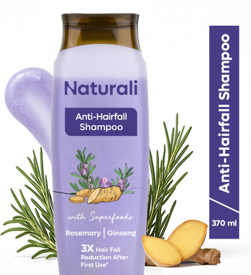 Naturali Anti Hairfall Shampoo with 3x Control | With Rosemary, Biotin & Ginseng(370 ml)