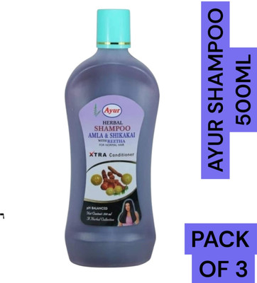 AYUR HERBAL Amla and Shikakai shampoo for men and women All Hair Types (500ml) pack of 3(1500 ml)