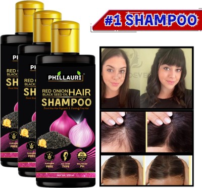 Phillauri Shampoo for Hair problems, Extracts Red Onion Oil, Black Seed Controls Hair Fall(300 ml)