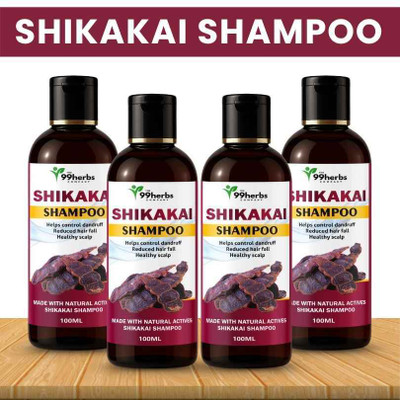The 99 Herbs Company Shikakai Shampoo 100ml – Pack of 4 | Herbal Hair Growth & Clean Scalp Care(100 ml)