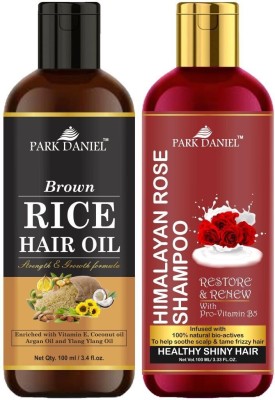 PARK DANIEL Premium Rice Oil & Rose Shampoo Combo Pack Of 2 bottle of 100 ml(200 ml)(200 ml)