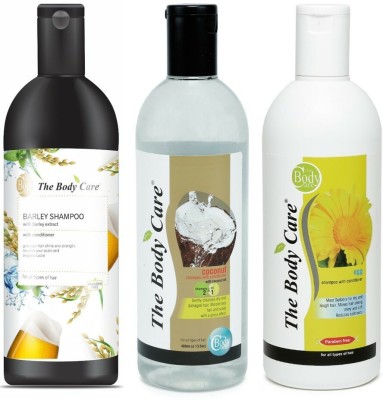 THE BODY CARE Beer, Coconut & Egg Shampoo, 400ml Each, Combo(1200 ml)