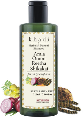 Satvayush Khadi Amla Onion Reetha Shikakai SLS-Paraben free Natural & Herbal Shampoo(210 ml)