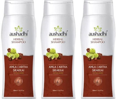 aushadhi Amla, Aritha, Sikakkai Shampoo 500 ml (pack of 3)(1.5 L)