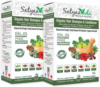 SatyaaVeda Organic Shampoo & Conditioner | Hair Growth & Fall Control | No SLS, Sulphate(200 g)