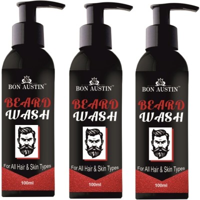 Bon Austin Anti Dandruff Natural Beard Wash|Deeply clean Skin & Healthy Beard 100ML Pack 3(300 ml)