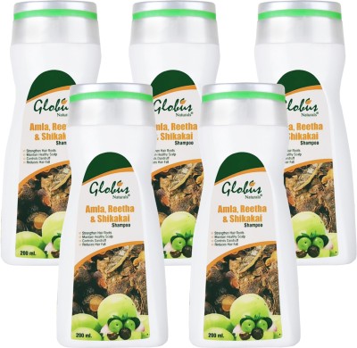 Globus Naturals Amla Reetha Shikakai Shampoo - 200 ml, Set of 5(1000 ml)