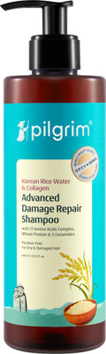 Pilgrim Korean Rice Water & Collagen Advanced Damage Repair Shampoo|Stronger Hair(400 ml)