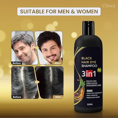 CHIWA Instant Hair Dye Black Shampoo Natural 3-in-1 Color Solution(100 ml)