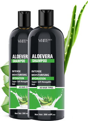 white bon Natural Aloe vera Shampoo Smoother & Shiner Hair Daily Usage(400 ml)