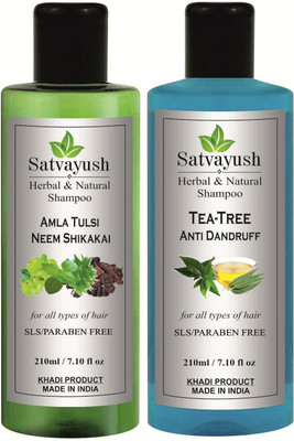 Satvayush Herbal Amla Tulsi Neem Shikakai Shampoo & Teatree Shampoo Combo(420 ml)
