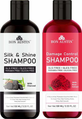 Bon Austin Silk & Shine Shampoo With Charcoal & Damage Control Shampoo Pack 2 of 100ML(200 ml)