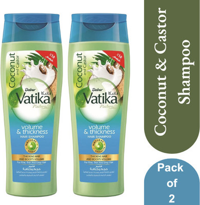 VATIKA Coconut and Castor Shampoo (Pack of 2)(360 ml)