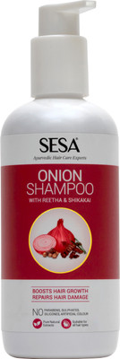 SESA Onion Shampoo with Reetha & Shikakai, with Pure Ayurvedic Herbal Extracts, No Parabens, No Sulphates, No Silicones, No Artificial Colour(300 ml)